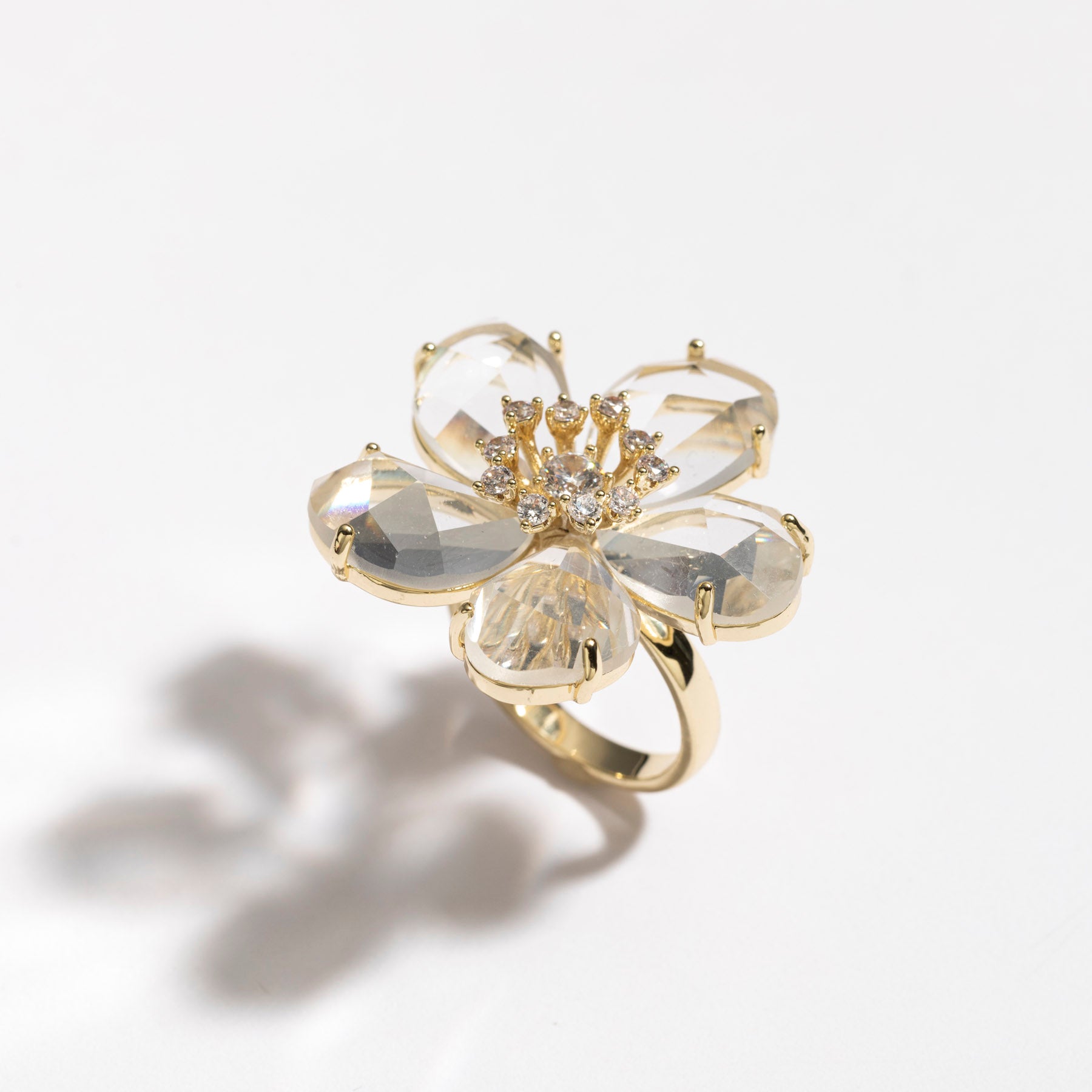 טבעת Gillyflower זהב קריסטל