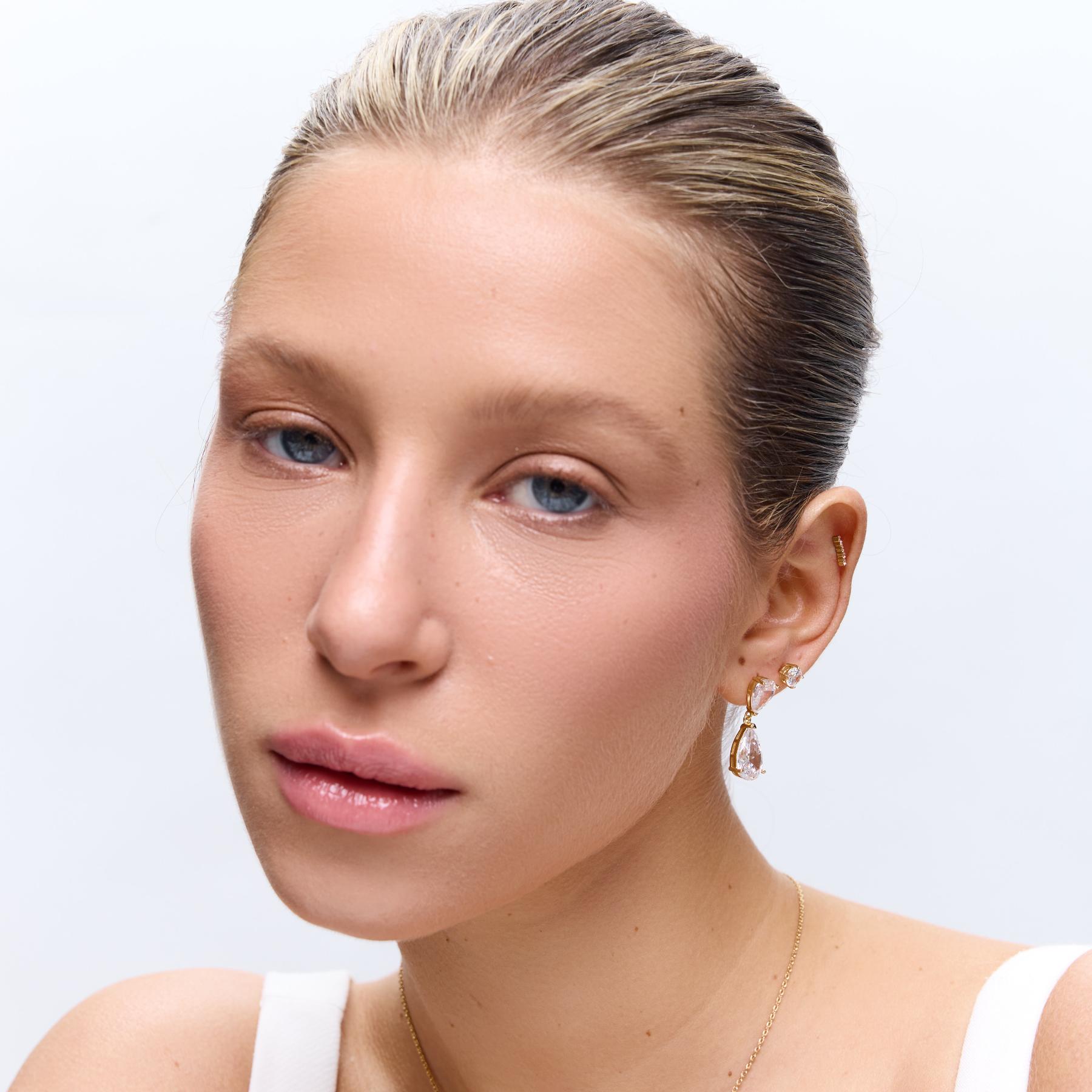 עגילי Callidora זהב קריסטל