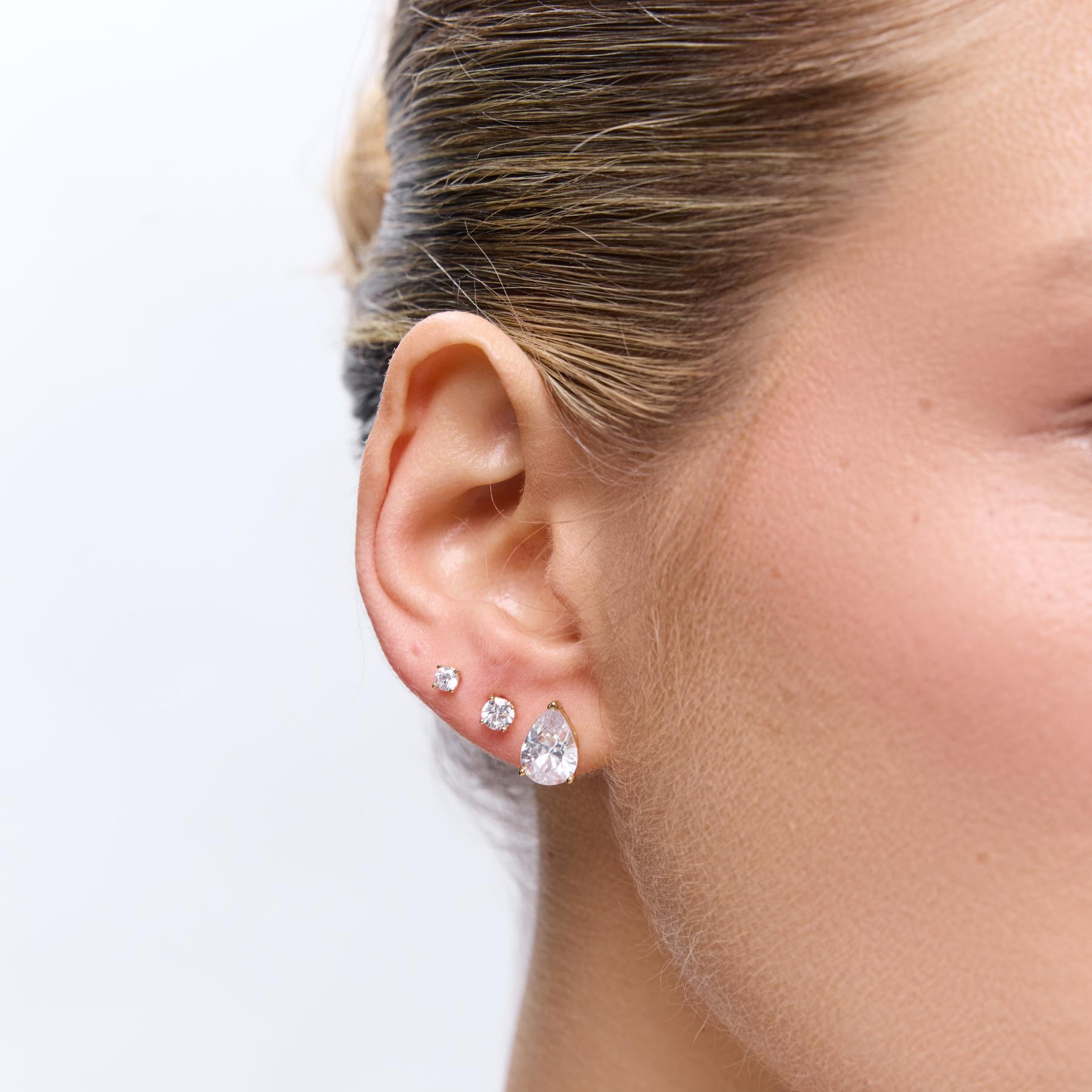 עגילי Theo זהב קריסטל