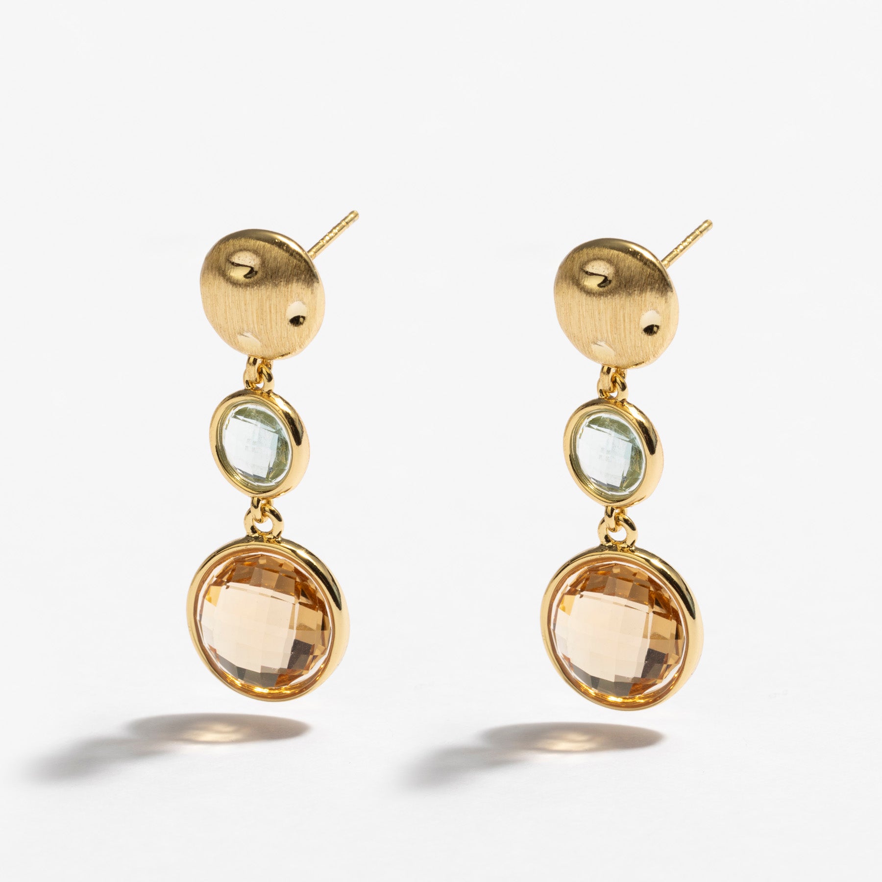 עגילי Marlena זהב תכלת ובז'