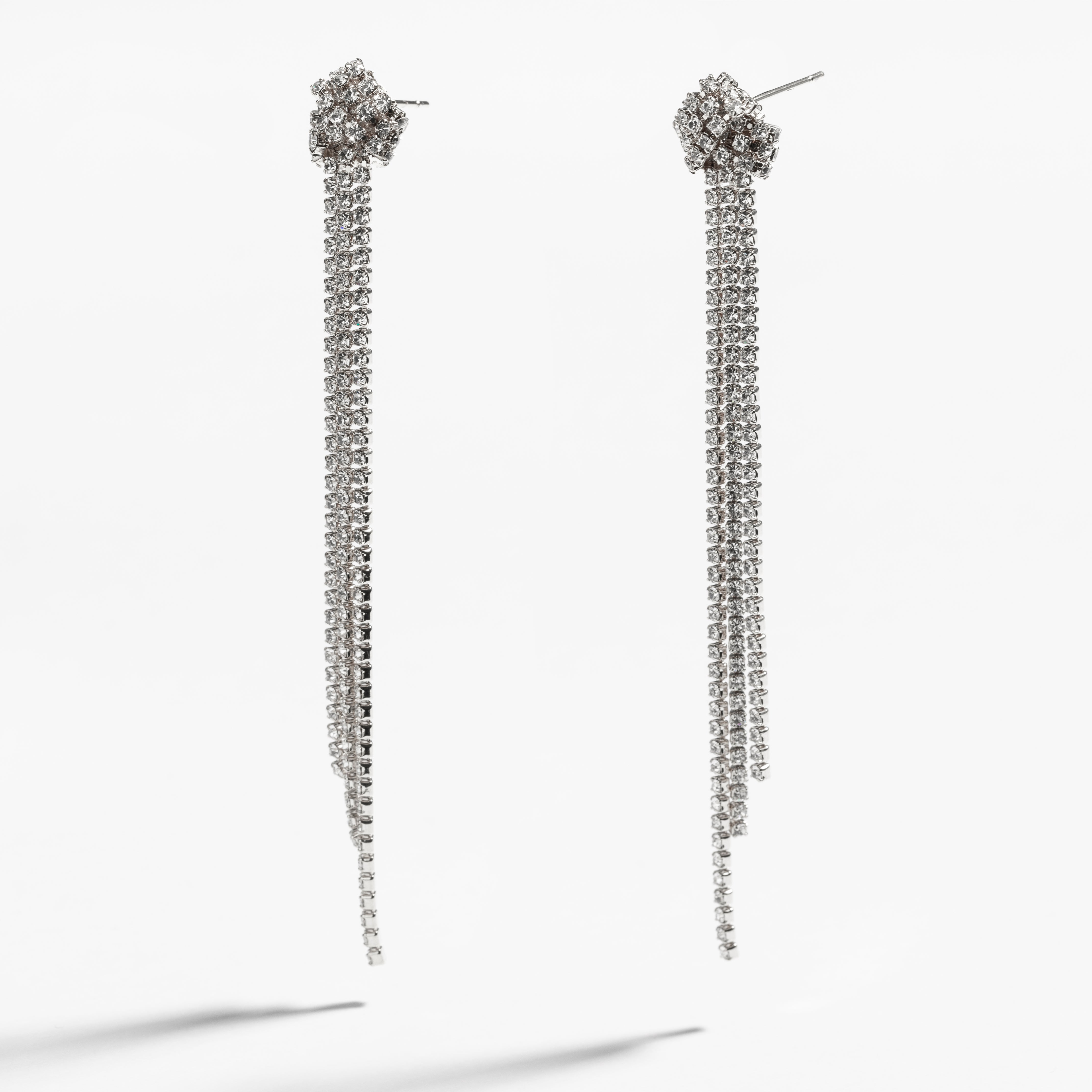 עגילי Glowline כסף קריסטל